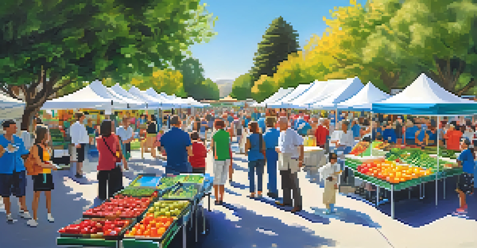 A health fair with booths and people interacting in a lively environment.