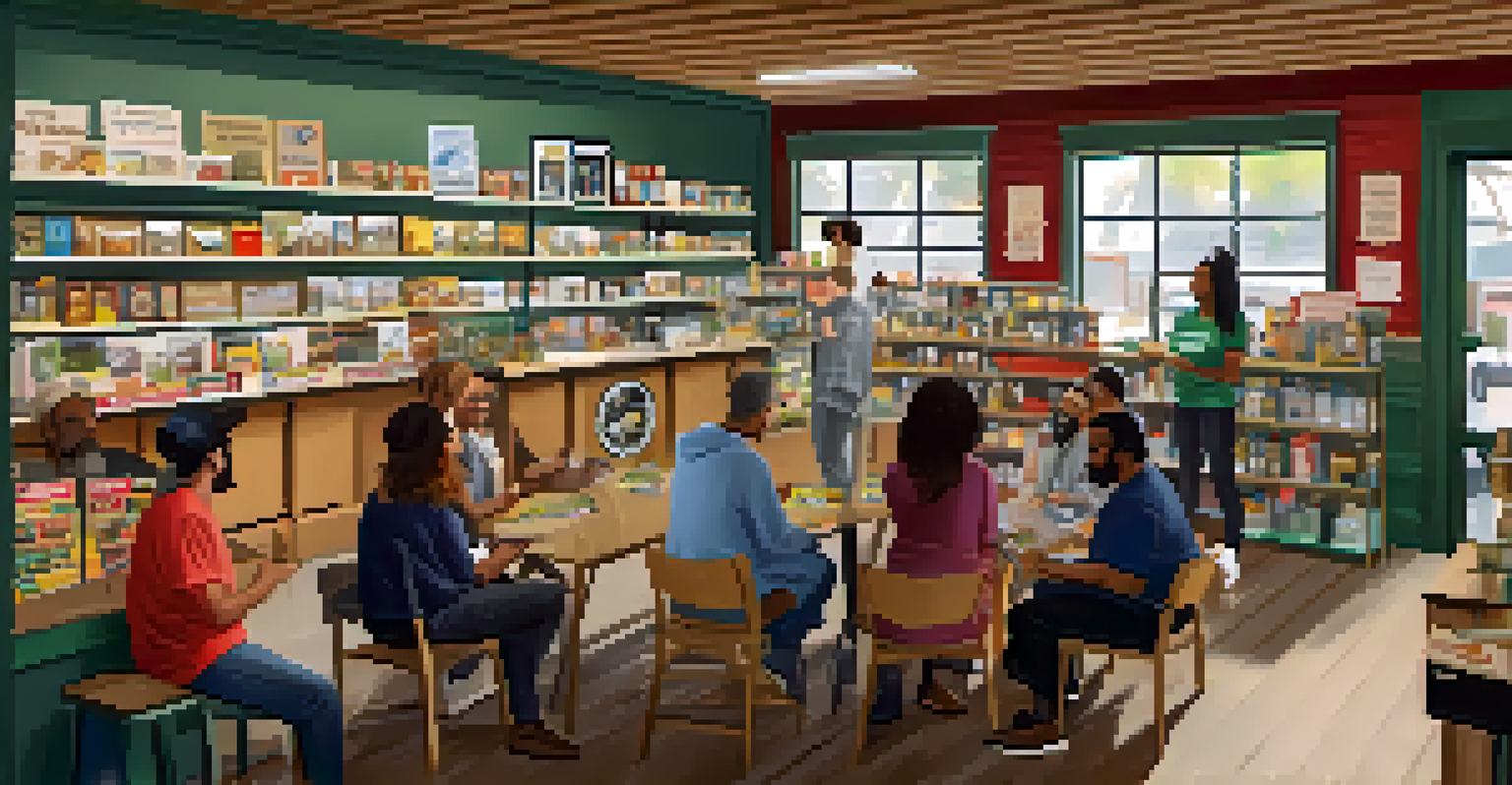 A local business owner leading a safety workshop with attendees in a cozy store setting.