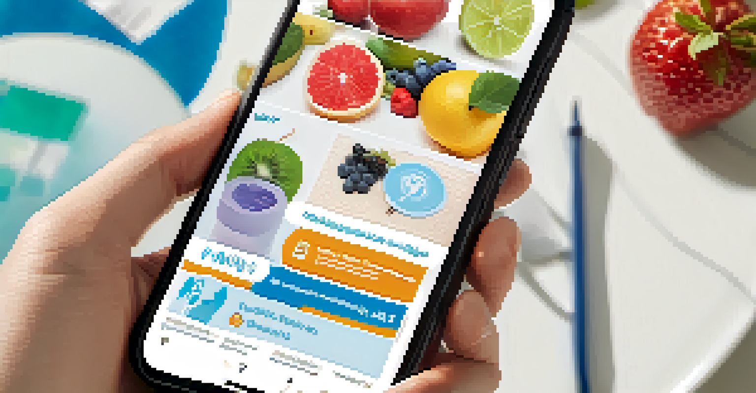 A smartphone displaying a digital health campaign advertisement with engaging graphics, surrounded by health-related items in a casual setting.