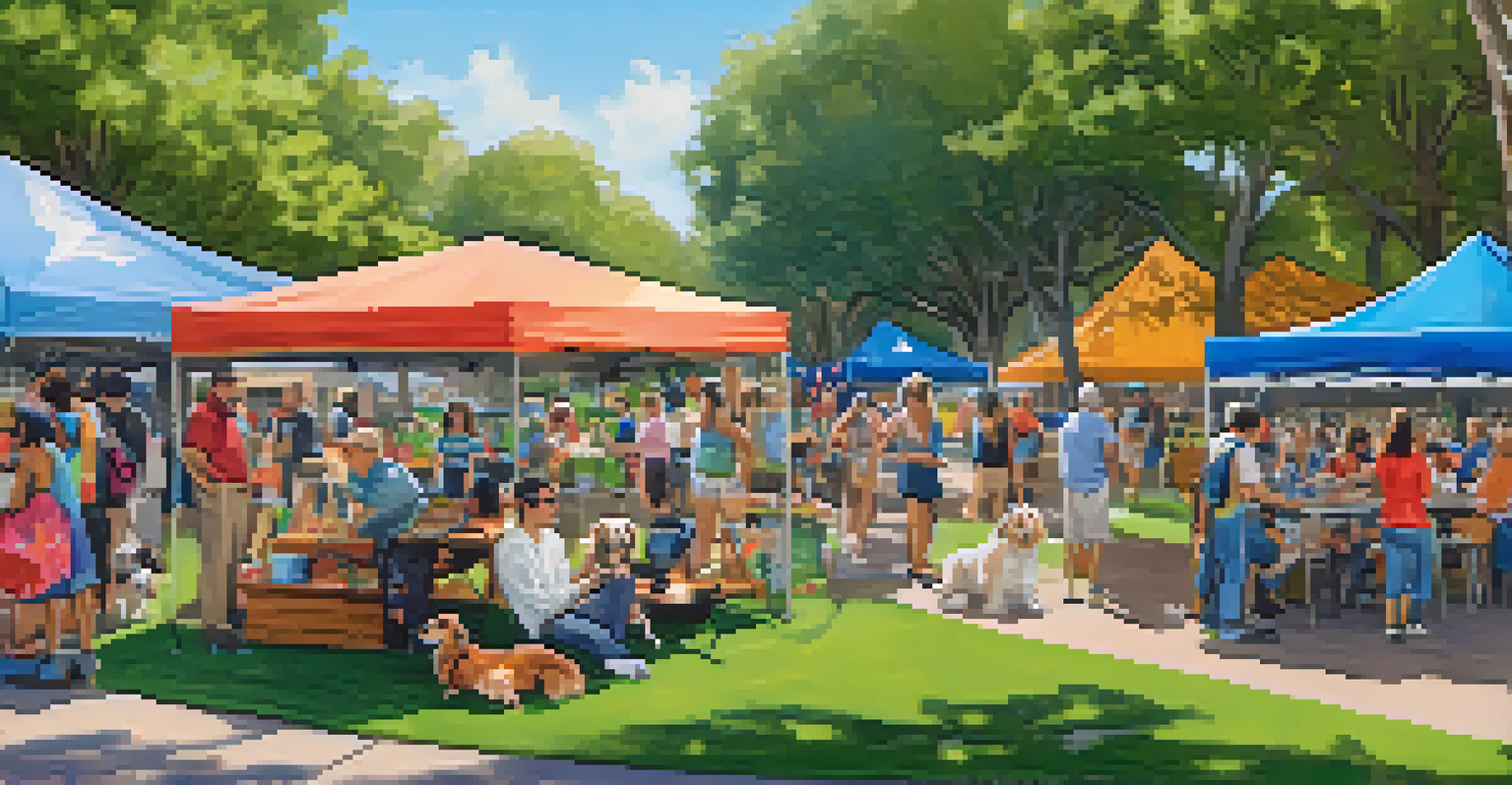 A lively community pet event in Cupertino's park with families and dogs enjoying.