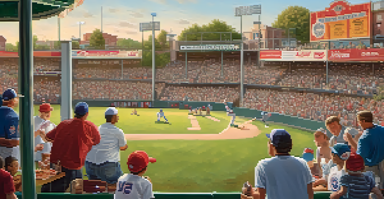 A local baseball team at a charity event, with players and community members enjoying food and games together in a festive setting.