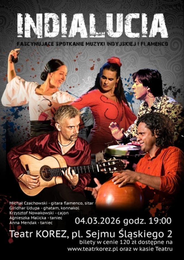 Plakat: KONCERT INDIALUCIA 04.03.2026 w Teatrze Korez w Katowicach