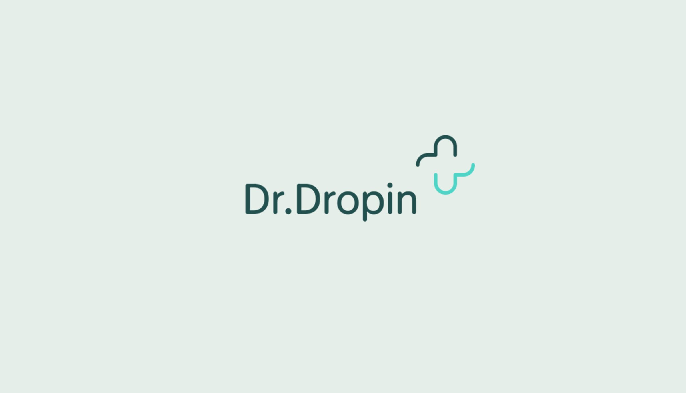 Logoen til dr. dropin vist på lys grønn bakgrunn