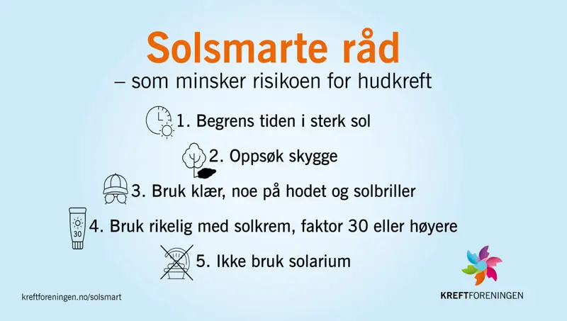 Infografikk med solsmarte råd