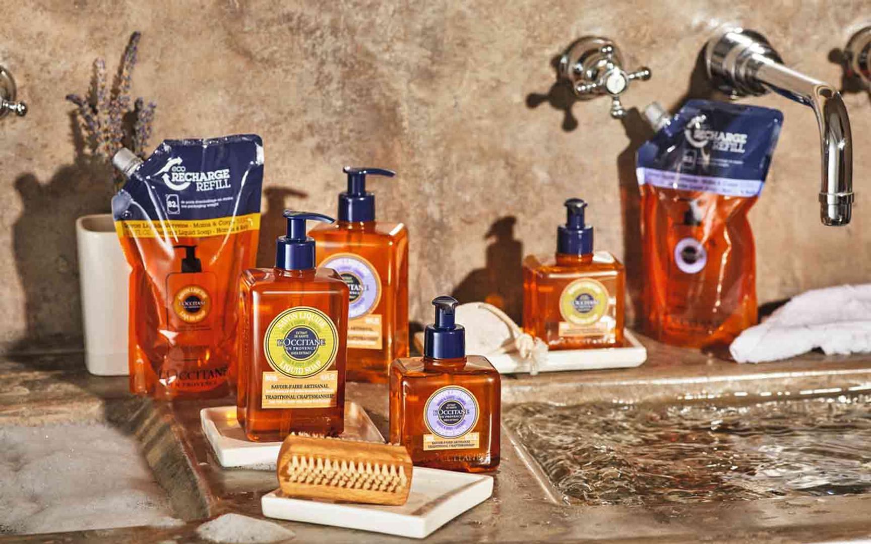 BIlde av ulike såpeprodukter fra L'Occitane