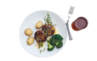 Tallerken med middagsmåltid.