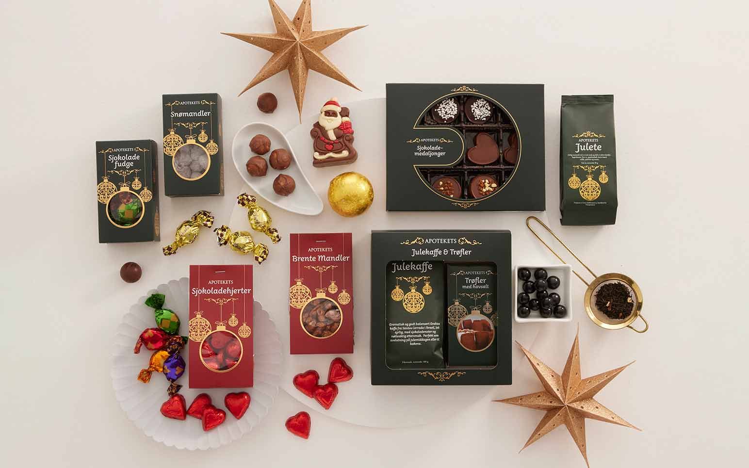 Forpakning er sjokolade og godter