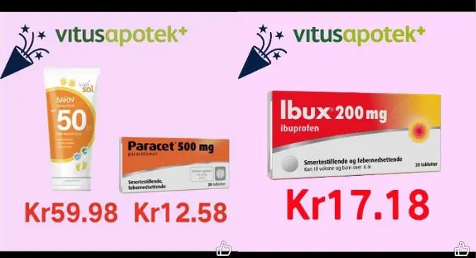 Bilder viser to eksempler på svindelnettsider for Vitusapotek. Prisene i eksempelet er veldig lave og utforming er ikke lik som Vitusapotek.no