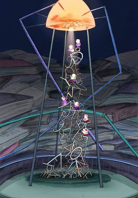 creatures climbing letters