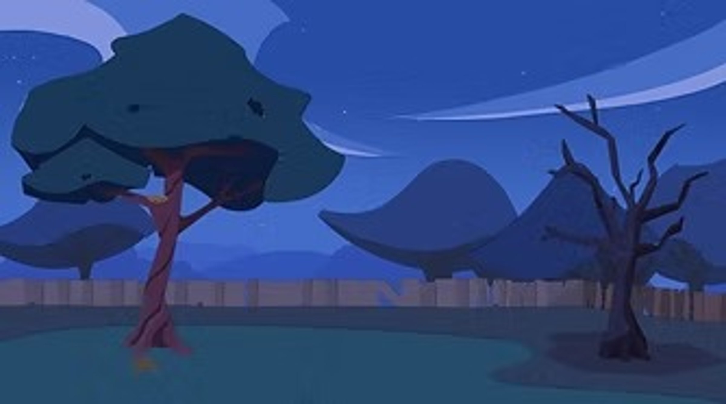 Garden with two trees