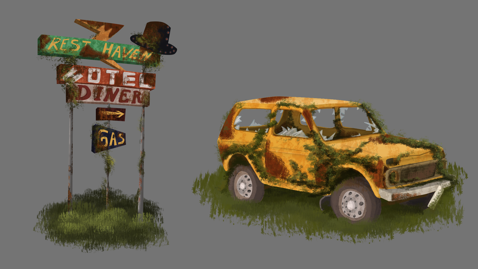 sign and car