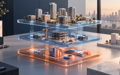 Three connected technology layers supporting portfolio data, construction execution, and CapEx oversight.