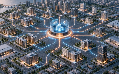 A large mixed-property real estate portfolio connected to a central CapEx management hub.