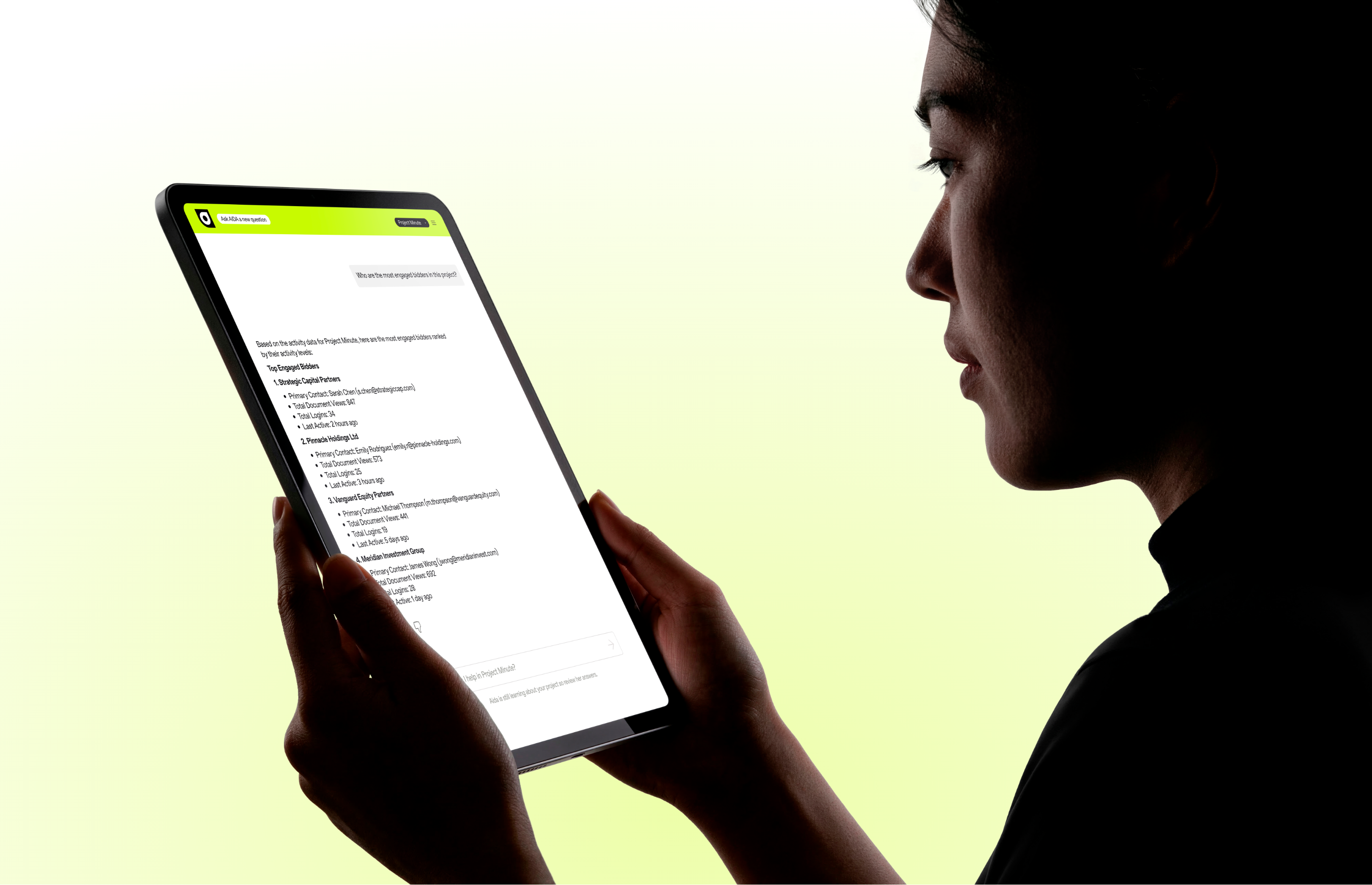 Person using AiDA on a tablet