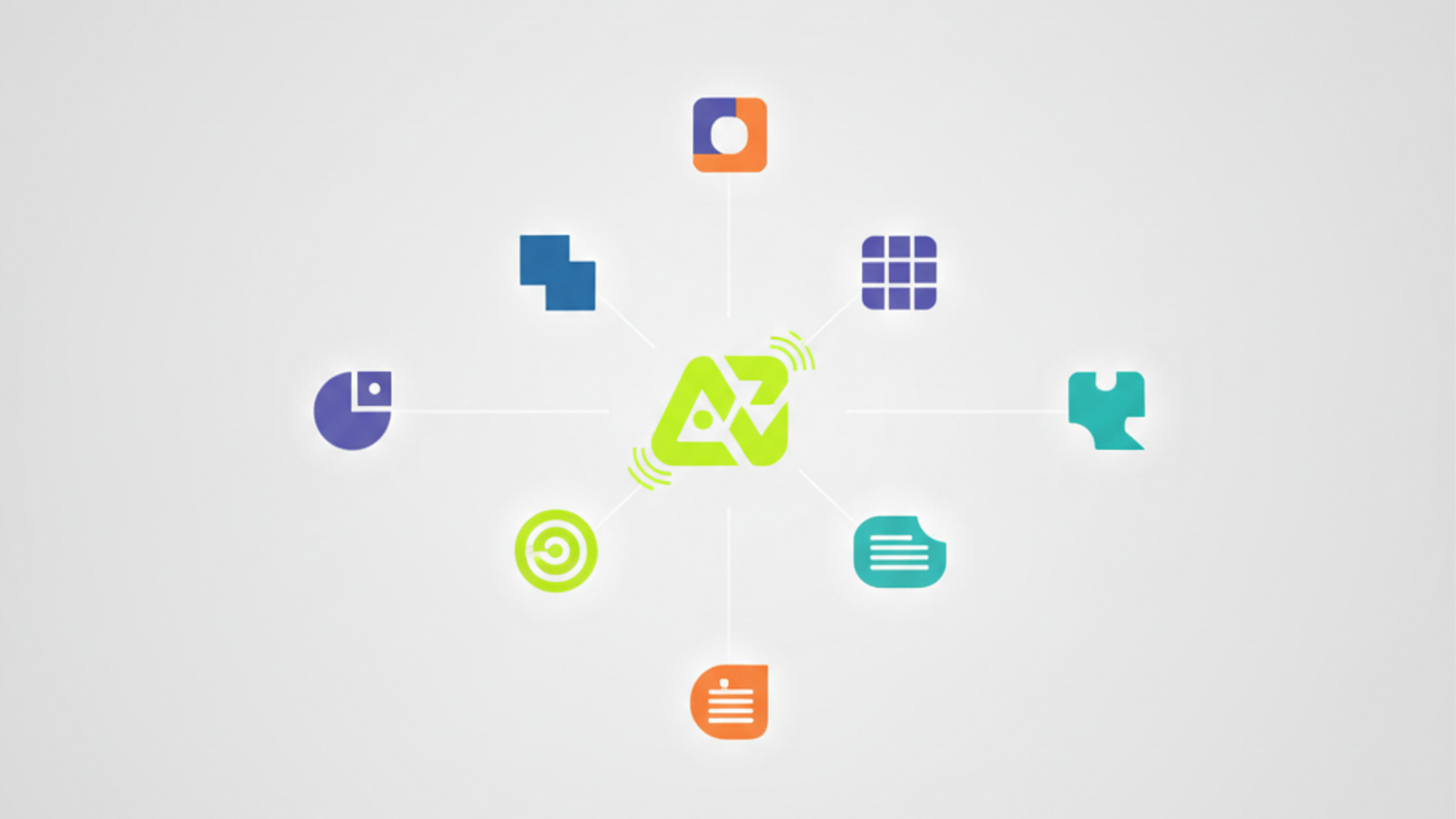 Abstract illustration of a logo adapting to different social media shapes