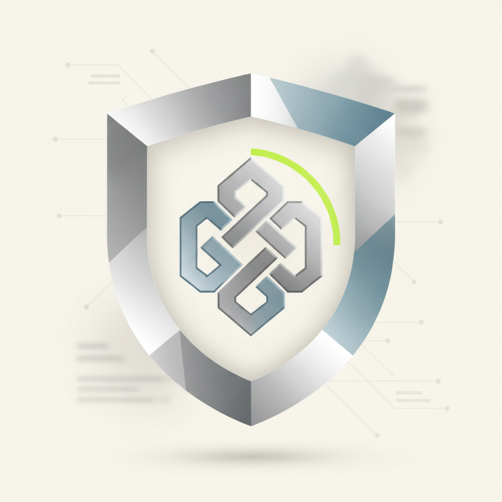 Abstract illustration of a stylized shield with a distinct geometric pattern, symbolizing legal protection over a unique brand identity.