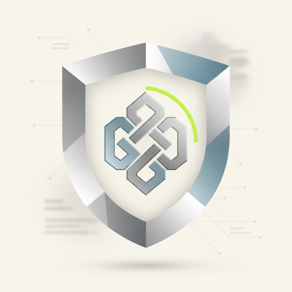 Abstract illustration of a stylized shield with a distinct geometric pattern, symbolizing legal protection over a unique brand identity.