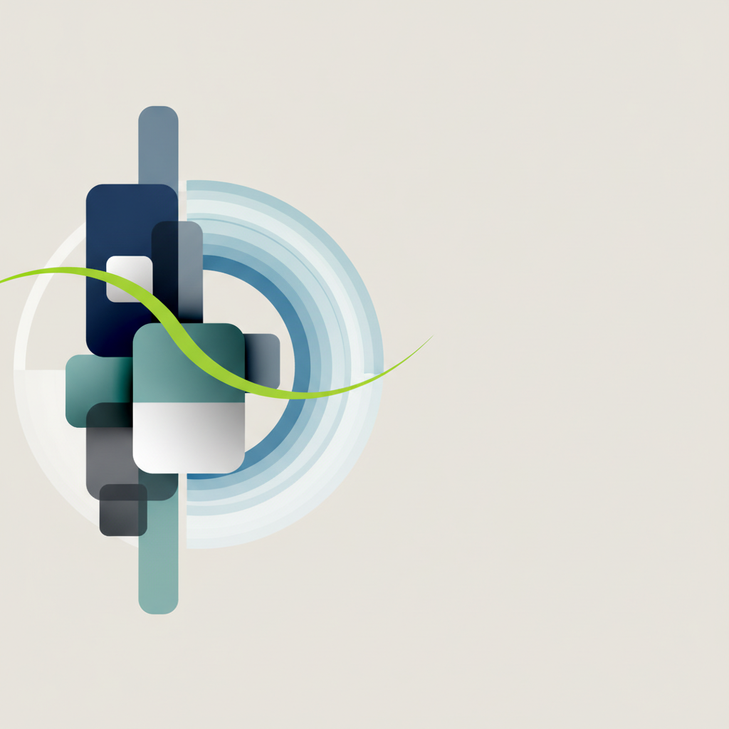 Abstract illustration showing a balanced composition of square and circular elements, symbolizing the interplay of stability and harmony in brand identity.