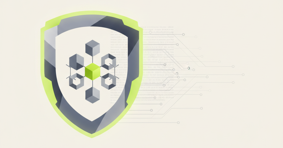 Abstract illustration of a shield protecting a logo, symbolizing trademark protection.