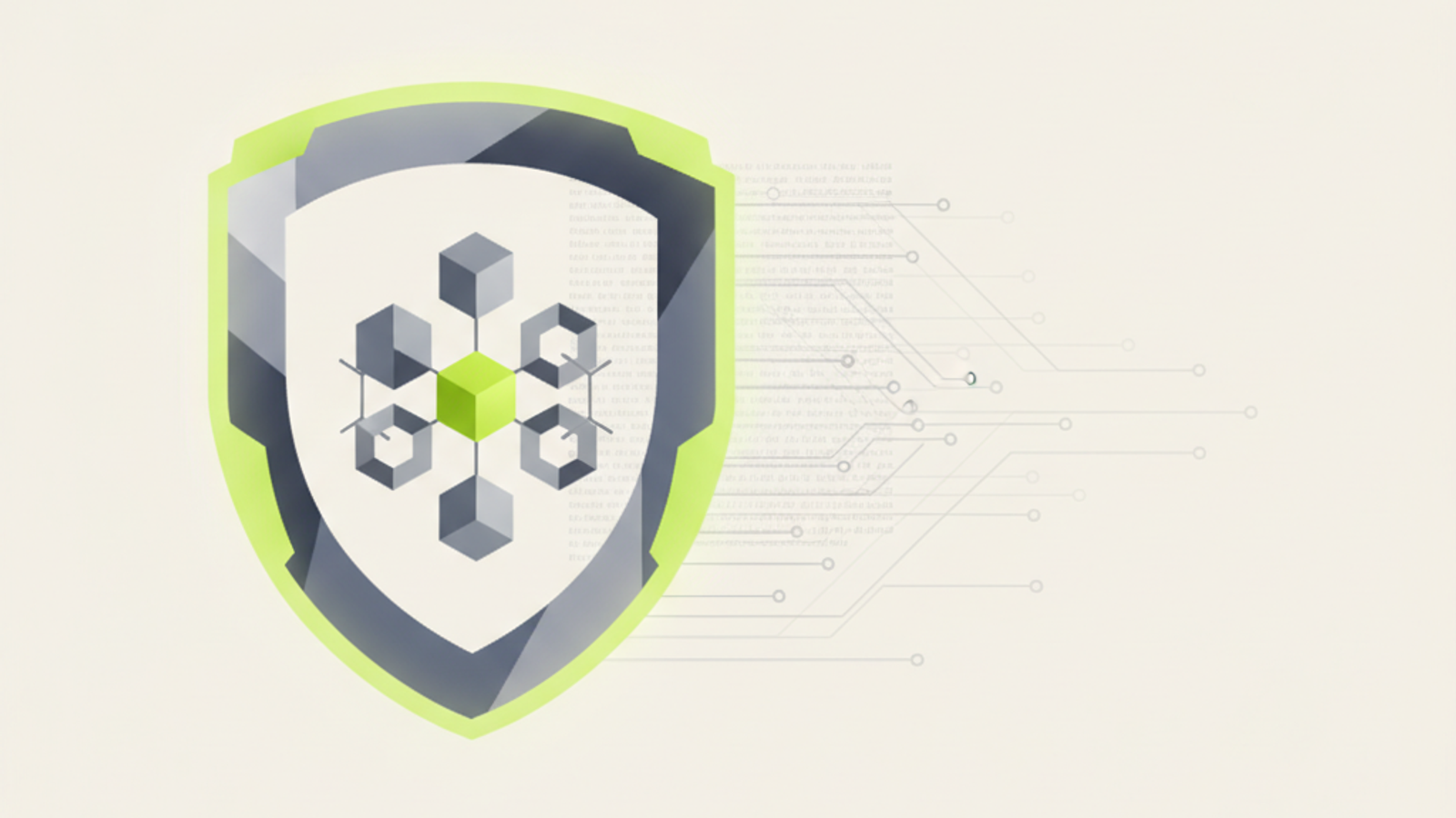 Abstract illustration of a shield protecting a logo, symbolizing trademark protection.