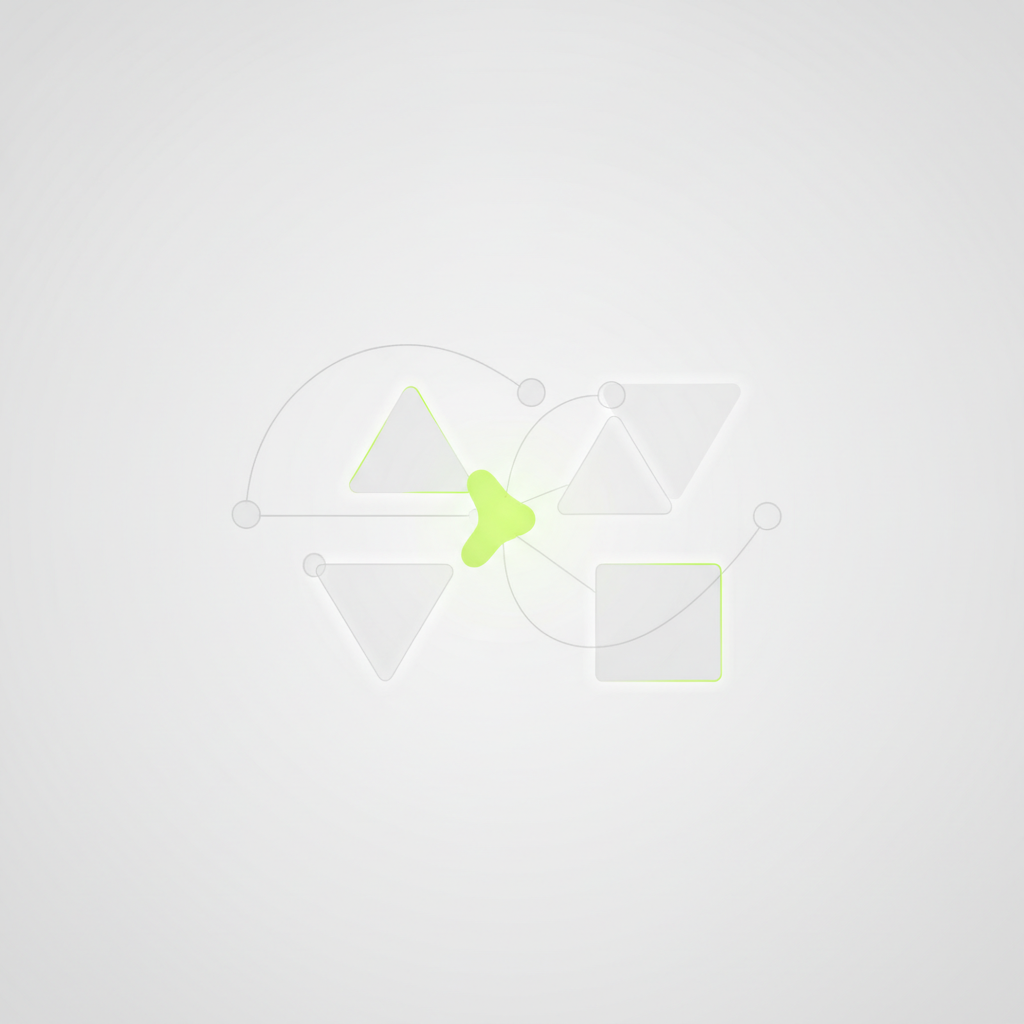 Abstract illustration of a digital interface with geometric shapes and lines, representing the intuitive process of AI-powered design