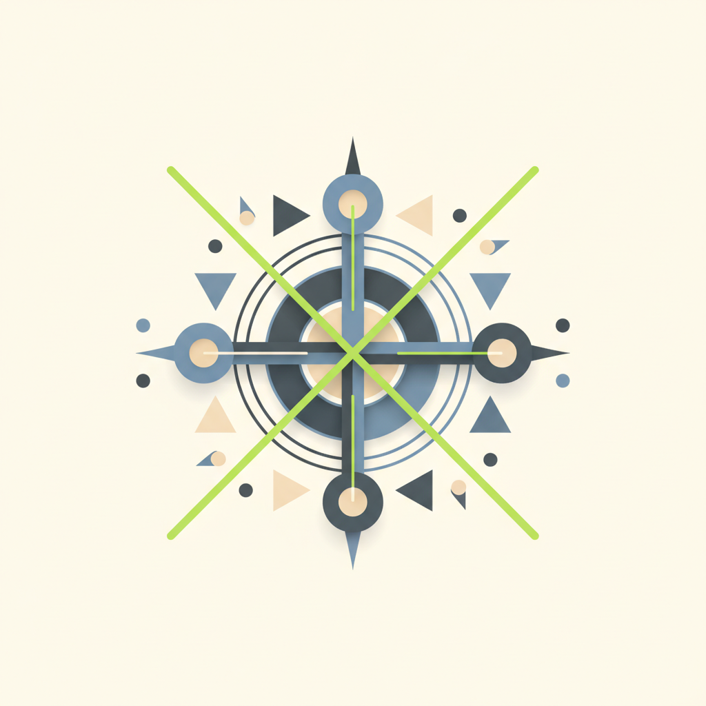 Abstract illustration showing gears and interconnected lines symbolizing different aspects of a brand identity coming together seamlessly.