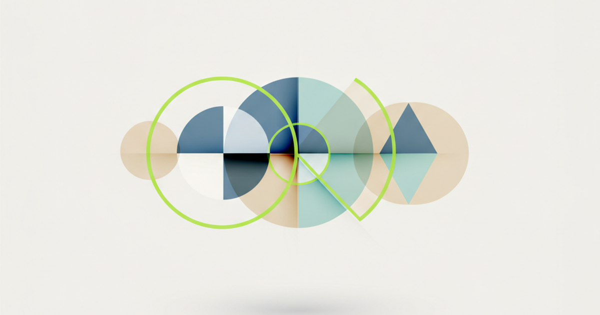 Abstract geometric shapes representing different logo forms and their psychological impact on brand trust.