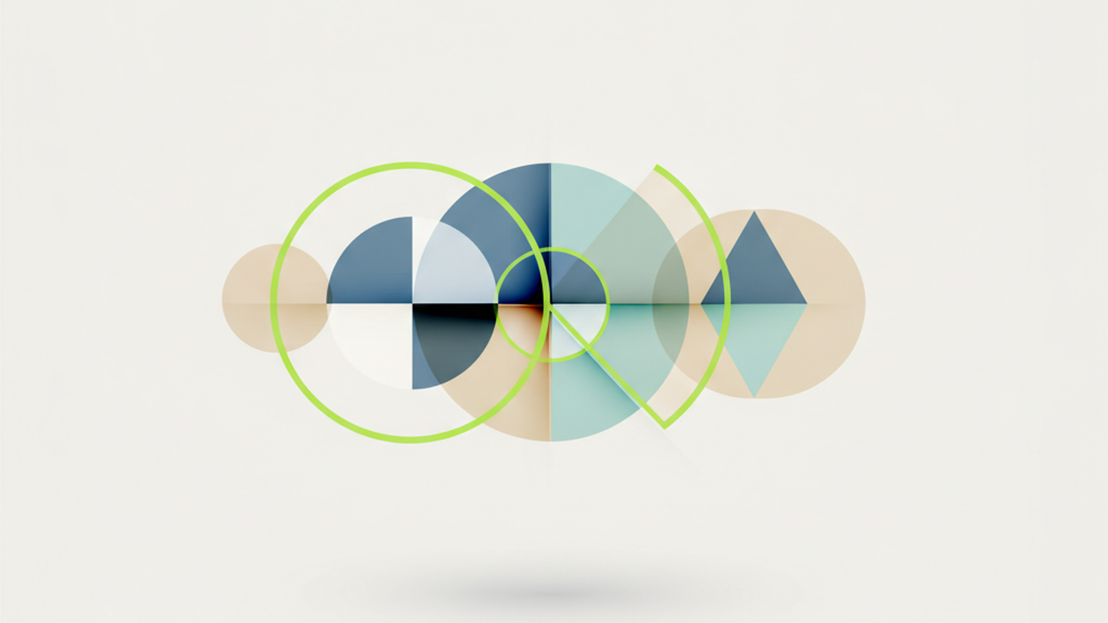 Abstract geometric shapes representing different logo forms and their psychological impact on brand trust.