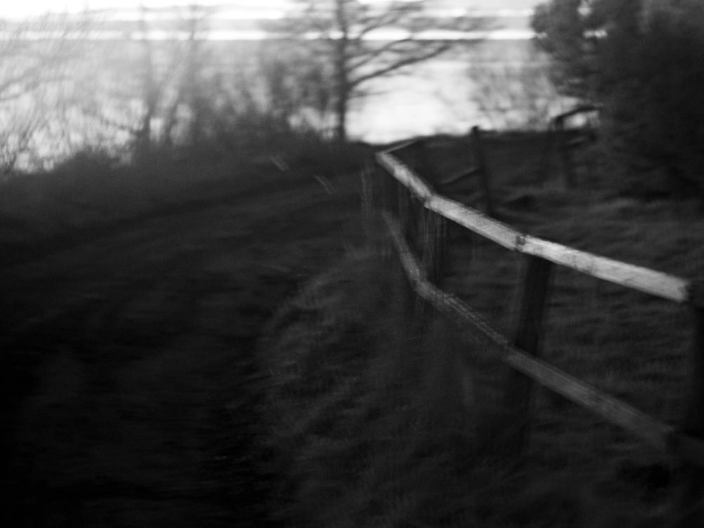 Shaky photo of a fence.