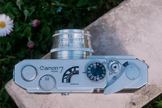 Canon Model 7 camera from the top.