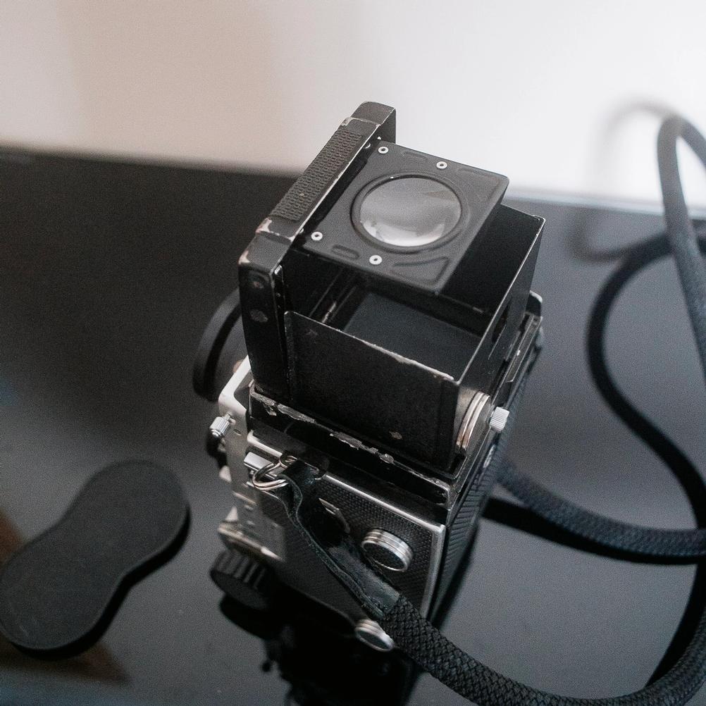 Mamiya C220 with waist level viewfinder.