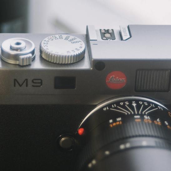 Closeup photo of Leica M9.