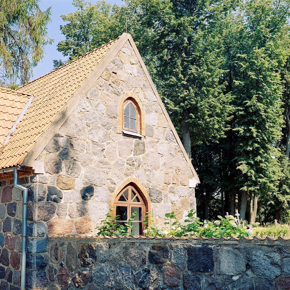 Photo of a cemetery house.