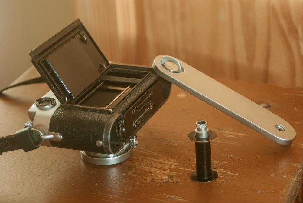 Photo of Leica M3 setup for film loading.