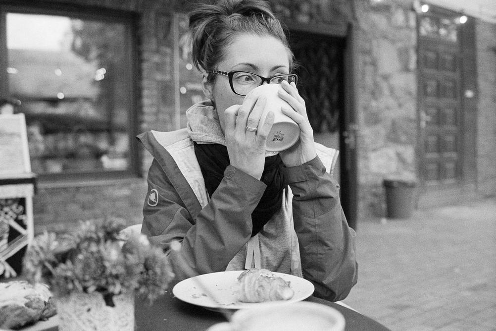 Photo of my wife drinking tea.