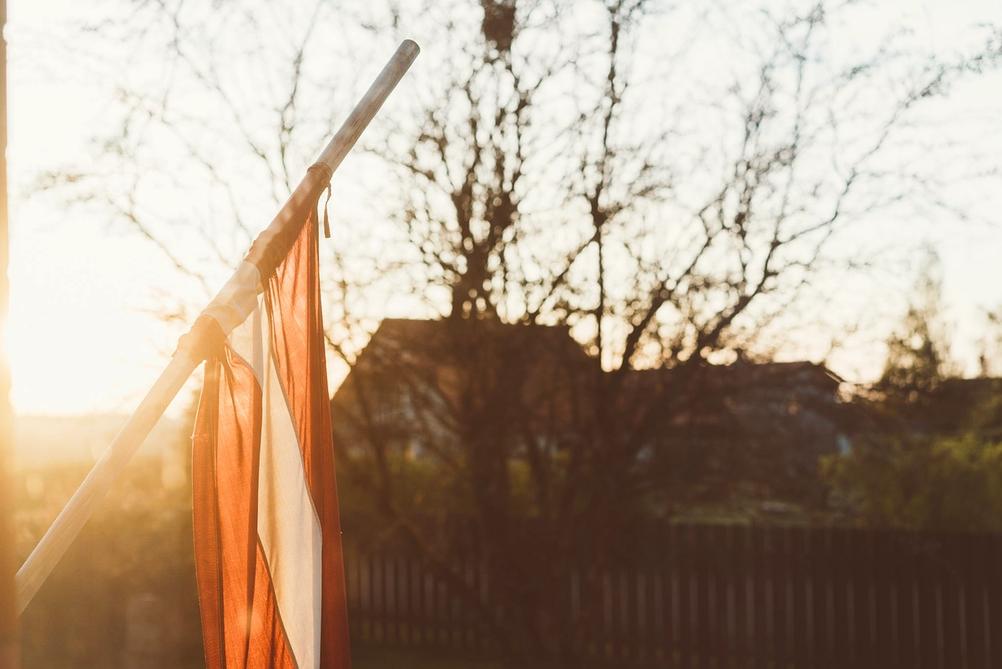 Photo of Latvian flag.