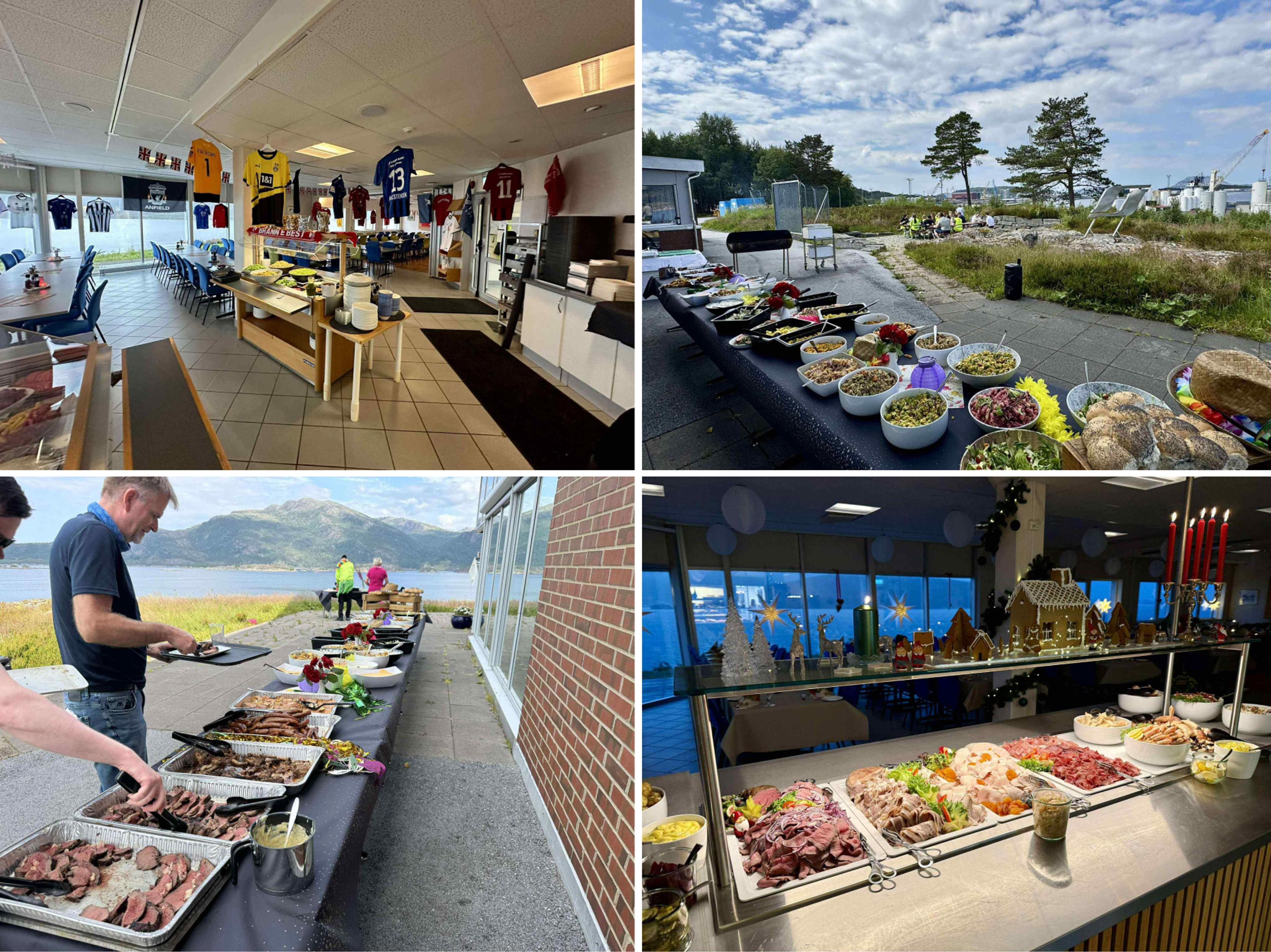 Temadager skaper ekstra energi i hverdagen. Her fra fotballdag, grilldag og julelunsj. Fotomontasje.