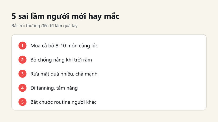 Đồ hoạ 5 sai lầm người mới hay mắc khi chăm da tuổi 20