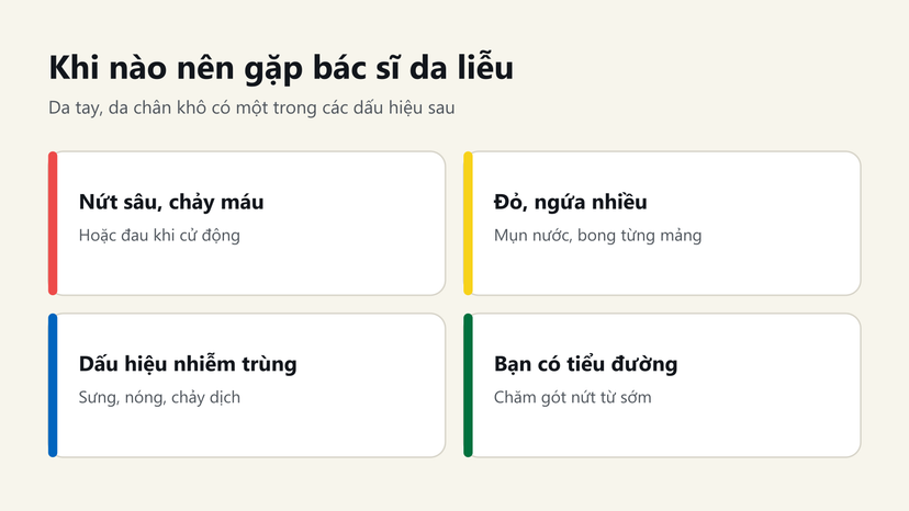 Đồ hoạ 4 dấu hiệu da tay, da chân khô cần gặp bác sĩ da liễu