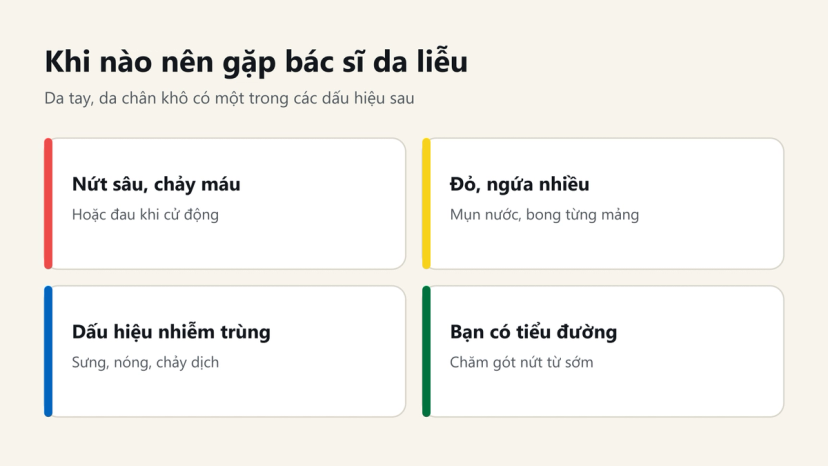 Đồ hoạ 4 dấu hiệu da tay, da chân khô cần gặp bác sĩ da liễu