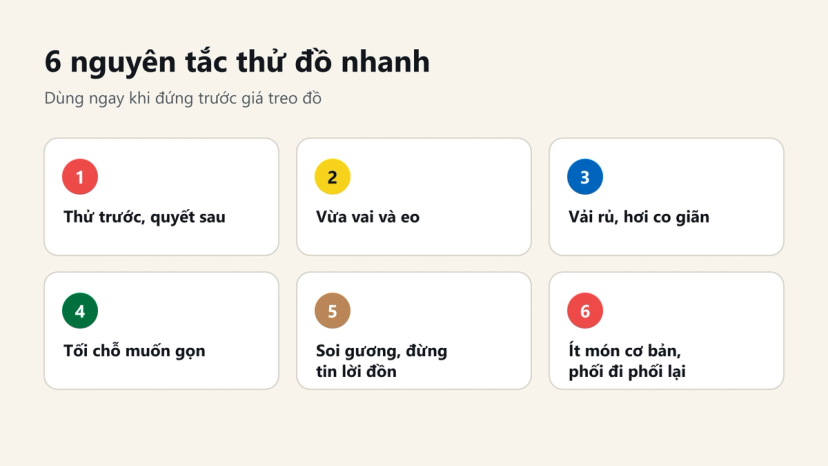 Đồ hoạ 6 nguyên tắc thử đồ nhanh cho người mũm mĩm