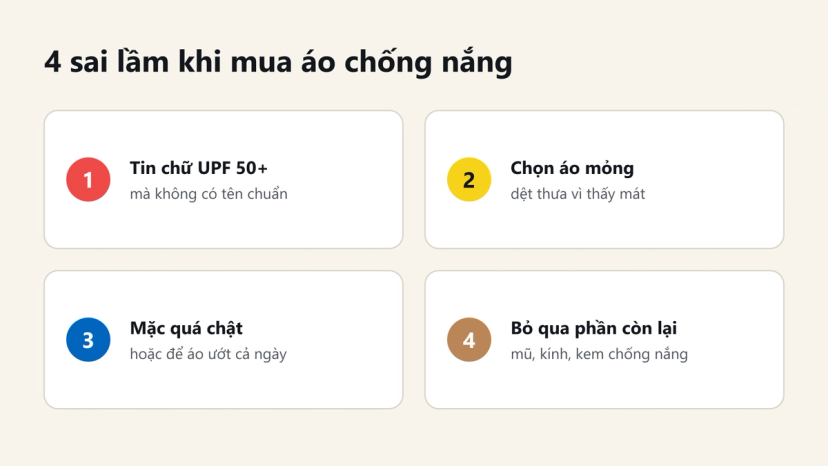 Đồ hoạ 4 sai lầm khi mua áo chống nắng UPF