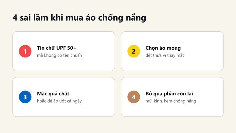 Đồ hoạ 4 sai lầm khi mua áo chống nắng UPF