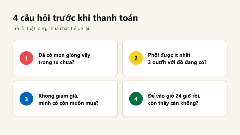 Đồ hoạ: 4 câu hỏi tự kiểm tra trước khi bấm thanh toán để tránh mua bốc đồng