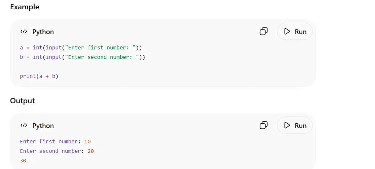 input example