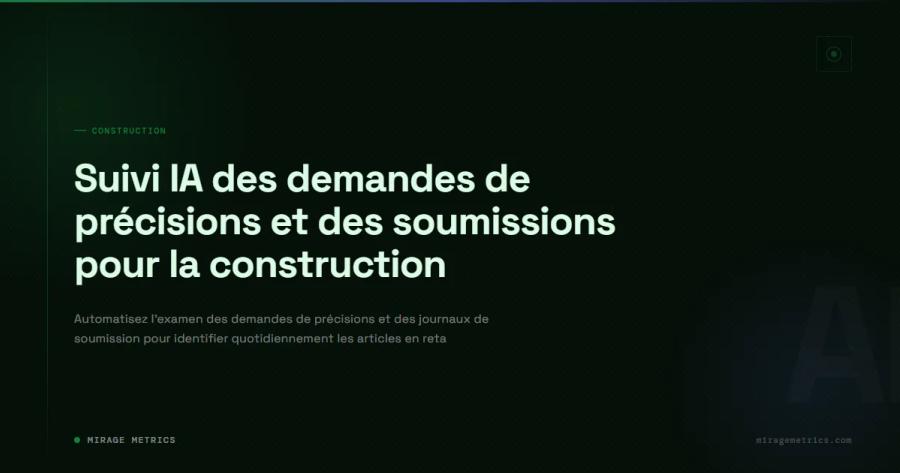 Suivi IA des demandes et soumissions construction