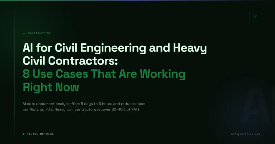 AI for Civil Engineering and Heavy Civil Contractors: 8 Use Cases That Are Working Right Now