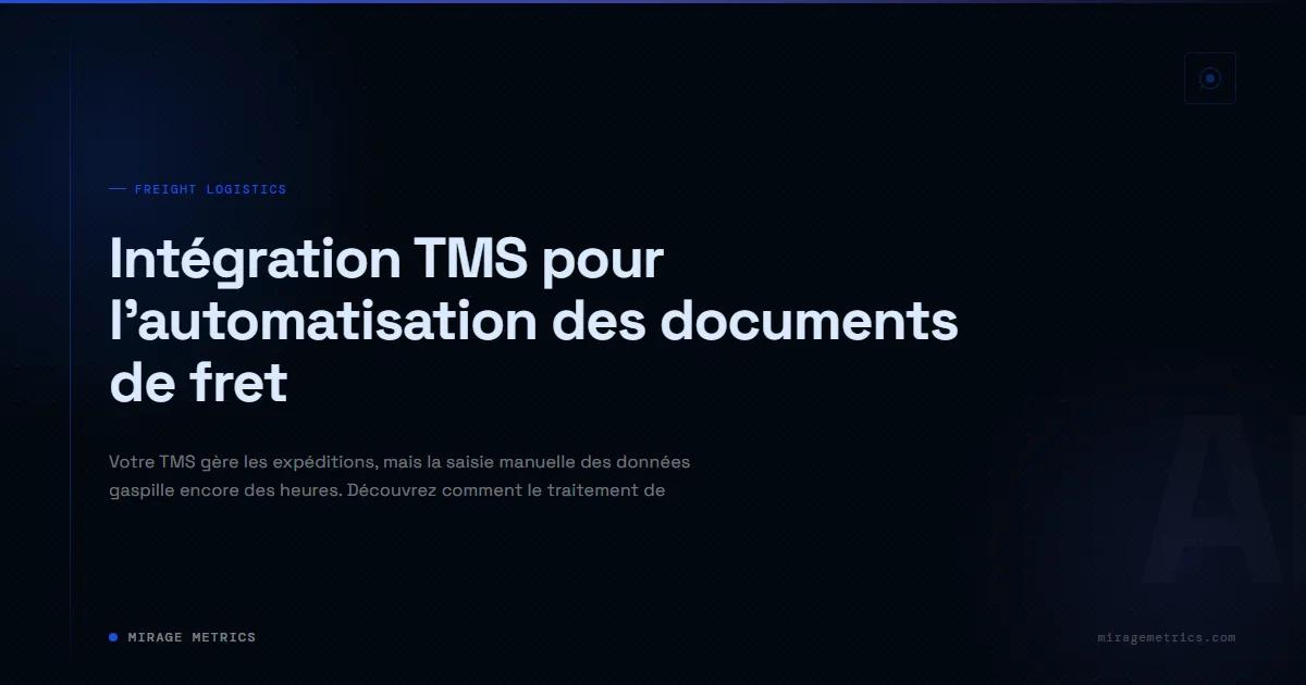 Intégration TMS pour l'automatisation des documents de fret