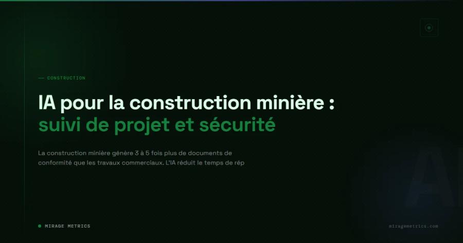 IA pour la construction minière : suivi de projet et sécurité