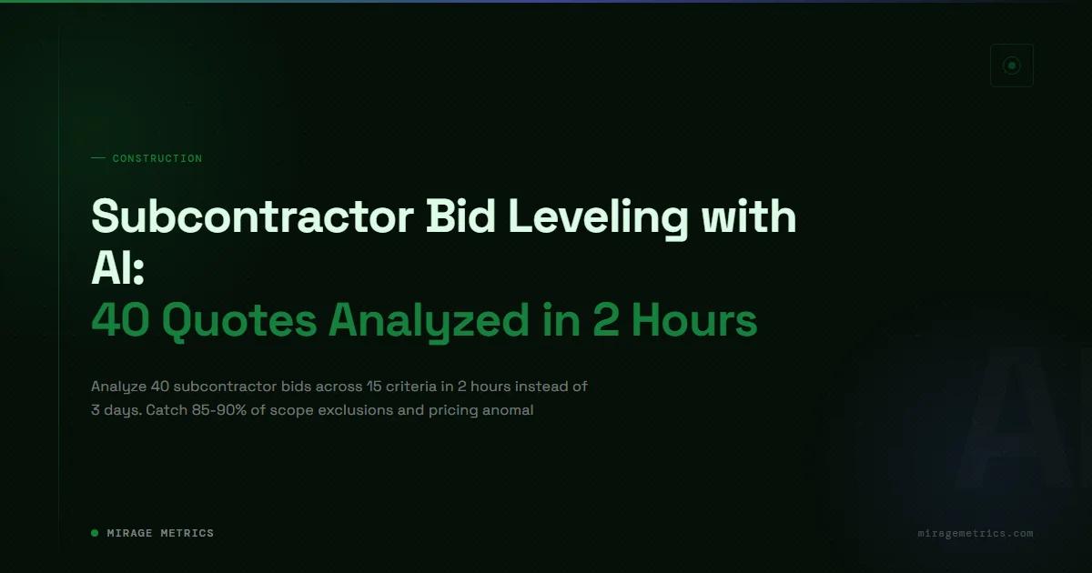Subcontractor Bid Leveling AI: Analyze 40 Quotes in 2 Hours
